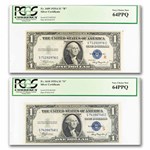 1935-A $1 Silver Cert CU-64 PPQ PCGS (Fr#1609, 1610) Exper. Set