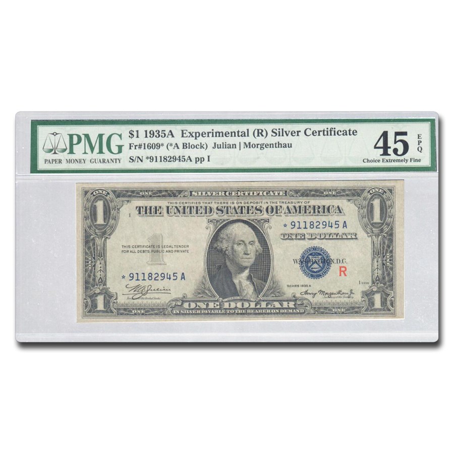1935-A $1 Silver Cert XF-45 PMG (Fr#1609*) R-Experimental Star
