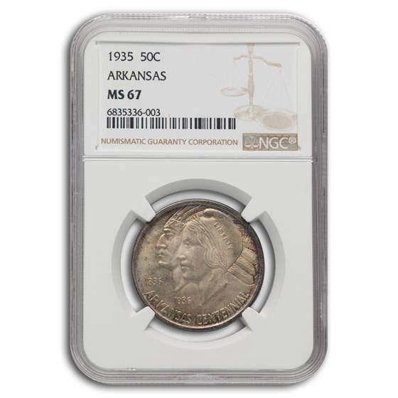 1935 Arkansas Centennial Commemorative Half Dollar MS-67 NGC 1935 Arkansas Centennial Commemorative Half Dollar MS-67 NGC