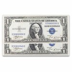 1935-B $1.00 Silver Certificate AU (Fr#1611) 2 Consecutive