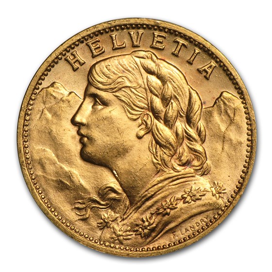1935-B Switzerland Gold 20 Francs Helvetia AU 1935-B Switzerland Gold 20 Francs Helvetia AU