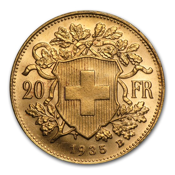 Buy 1935B Switzerland Gold 20 Francs Helvetia AU APMEX Buy 1935B Switzerland Gold 20 Francs Helvetia AU APMEX