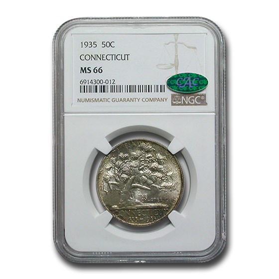1935 Connecticut Tercentenary Half Dollar MS-66 NGC CAC 1935 Connecticut Tercentenary Half Dollar MS-66 NGC CAC