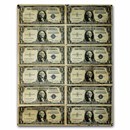 1935-D $1.00 Silver Certificate 12 Note Sheet - VF (Fr#1613)