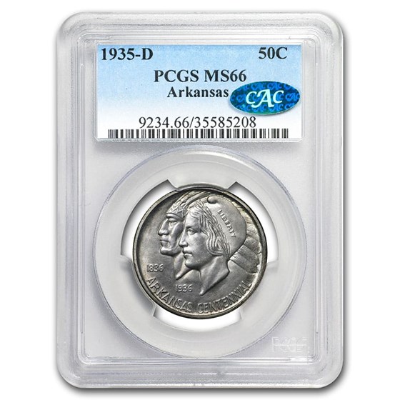 1935-D Arkansas Half Dollar MS-66 PCGS CAC 1935-D Arkansas Half Dollar MS-66 PCGS CAC