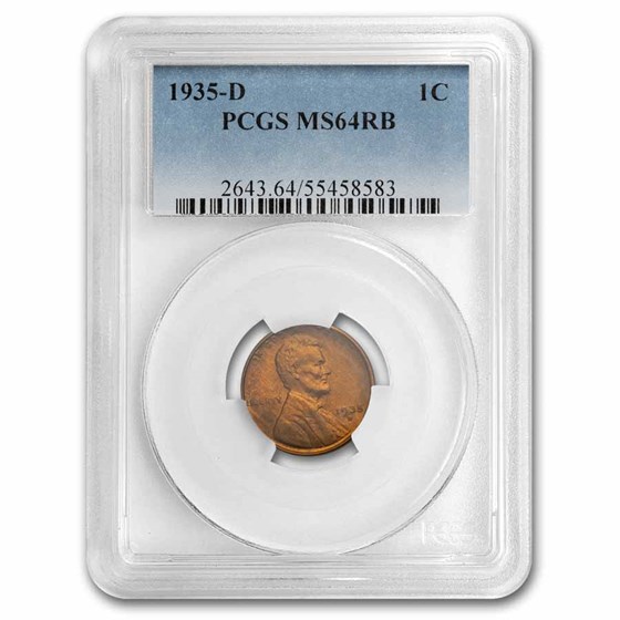 1935-D Lincoln Cent MS-64 PCGS (Red/Brown)