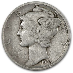 1935-D Mercury Dime Fine/VF