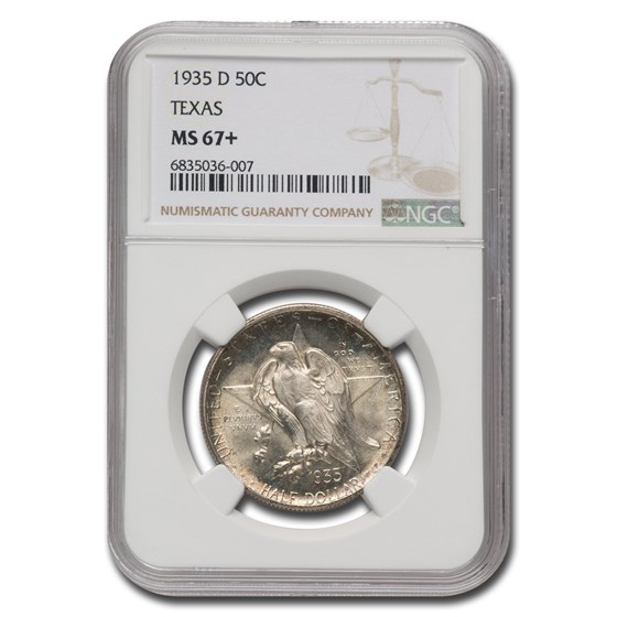 1935-D Texas Centennial Commemorative Half Dollar MS-67+ NGC 1935-D Texas Centennial Commemorative Half Dollar MS-67+ NGC