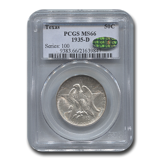 1935-D Texas Independence Centennial Half Dollar MS-66 PCGS CAC 1935-D Texas Independence Centennial Half Dollar MS-66 PCGS CAC
