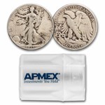 1935-D Walking Liberty Halves 20-Coin Roll Avg Circ