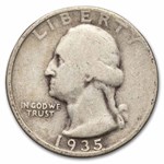 1935-D Washington Quarter 40-Coin Roll Avg Circ