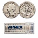 1935-D Washington Quarter 40-Coin Roll Avg Circ