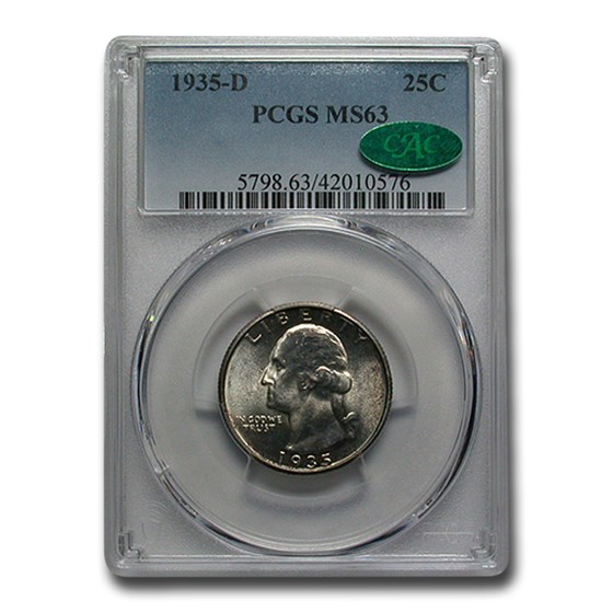 1935-D Washington Quarter MS-63 PCGS CAC 1935-D Washington Quarter MS-63 PCGS CAC