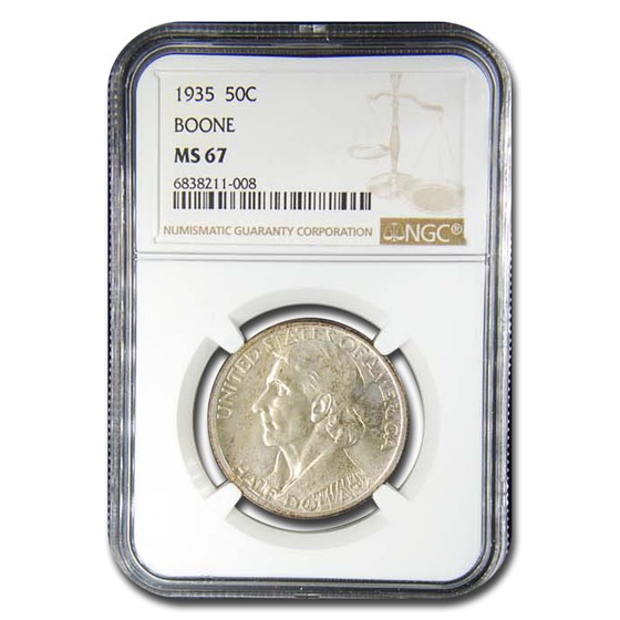 1935 Daniel Boone Bicentennial Half Dollar MS-67 NGC 1935 Daniel Boone Bicentennial Half Dollar MS-67 NGC