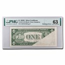 1935-E $1.00 Silver Cert. CU-63 PMG (Fr#1614) Fold Error