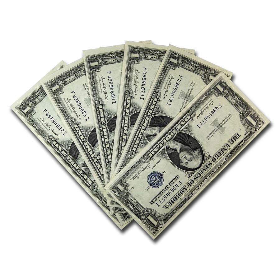 1935-E $1.00 Silver Certificate CU (Fr#1614) 6 Consecutive