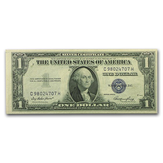 1935-E $1.00 Silver Certificate CU (Off Center Printing Error) 1935-E $1.00 Silver Certificate CU (Off Center Printing Error)