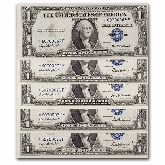 1935-F $1.00 Silver Certificate CU (Fr#1615*) 9 Consec Star Notes 1935-F $1.00 Silver Certificate CU (Fr#1615*) 9 Consec Star Notes