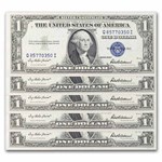 1935-F $1.00 Silver Certificates CU (Fr#1615) 5 Consecutive