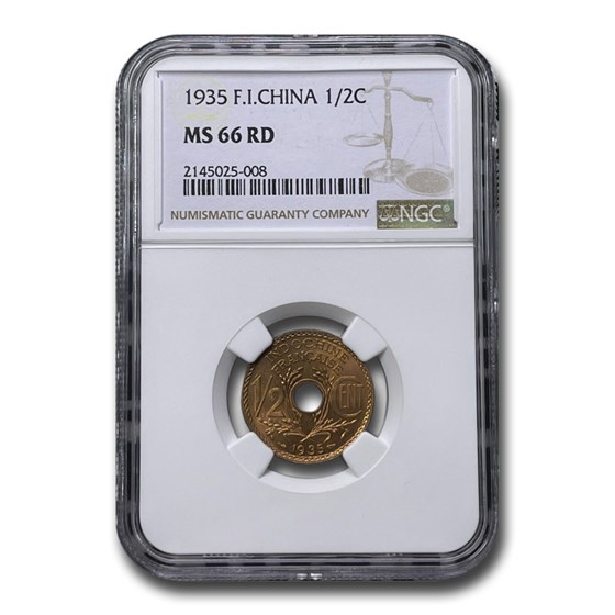 1935 French Indo-China 1/2 Cent MS-66 NGC (Red) 1935 French Indo-China 1/2 Cent MS-66 NGC (Red)