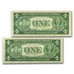 1935-G $1.00 Silver Cert No Motto CU (Fr#1616) 2 Consec