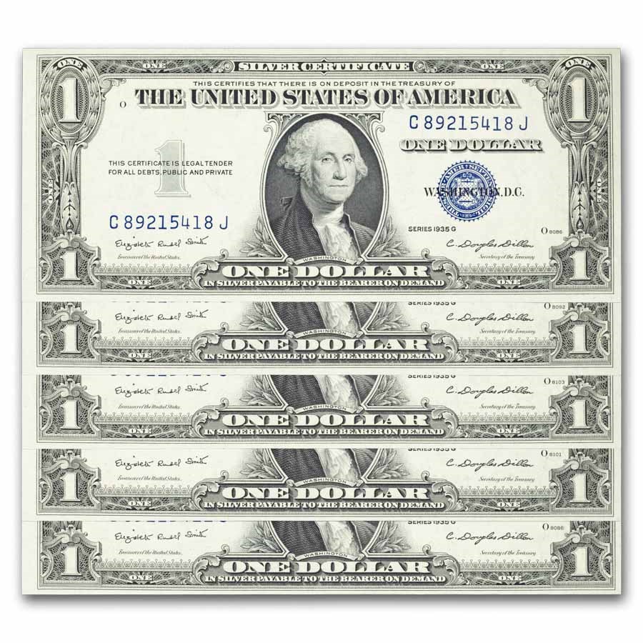 1935-G $1.00 Silver Cert No Motto CU (Fr#1616) 30 Consec