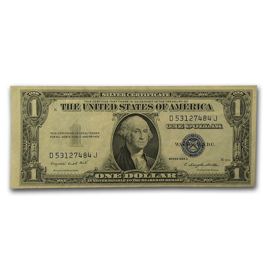 1935-G $1.00 Silver Certificate w/Motto AU (Fr#1617)