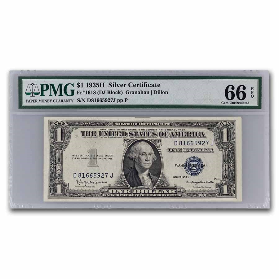 Buy 1935 H $1 00 Silver Certificate Gem CU 66 EPQ PMG(Fr#1618) APMEX Buy 1935 H $1 00 Silver Certificate Gem CU 66 EPQ PMG(Fr#1618) APMEX