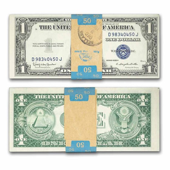 1935-H $1.00 Silver Certificates CU (Fr#1618) 50 Consecutive
