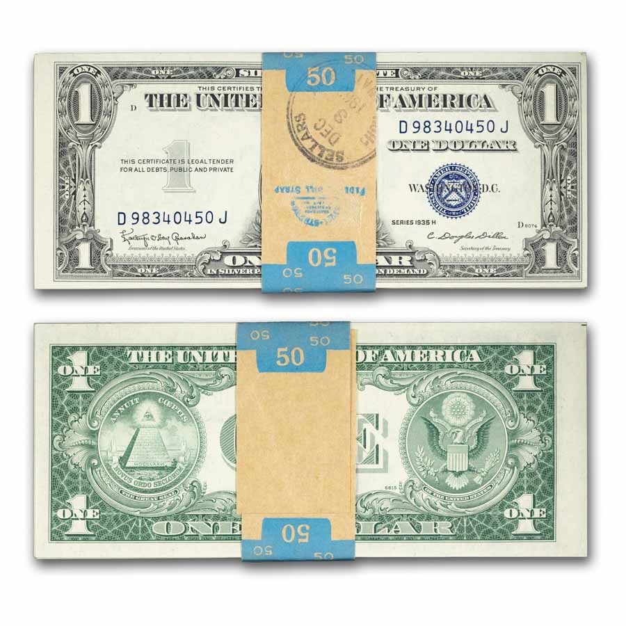 1935-H $1.00 Silver Certificates CU (Fr#1618) 50 Consecutive