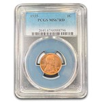 1935 Lincoln Cent MS-67 PCGS (Red)
