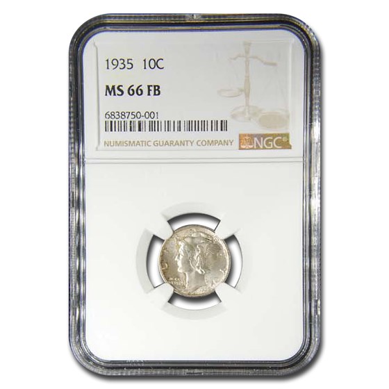 1935 Mercury Dime MS-66 NGC (FB) 1935 Mercury Dime MS-66 NGC (FB)