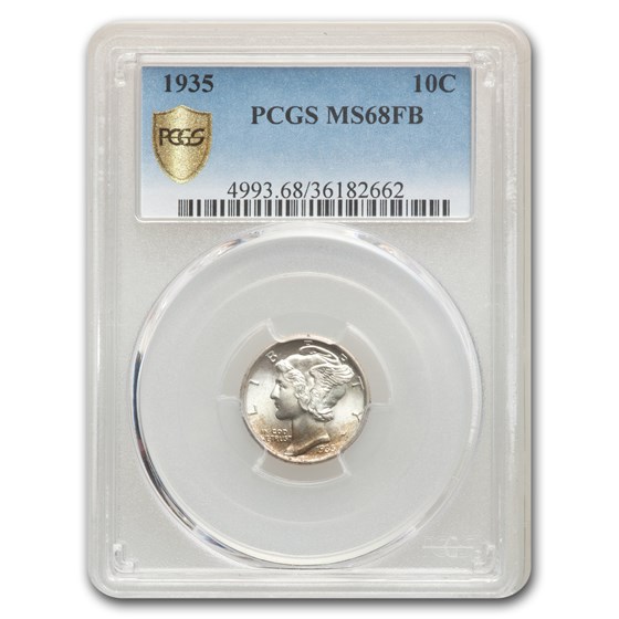 1935 Mercury Dime MS-68 PCGS (FB) 1935 Mercury Dime MS-68 PCGS (FB)