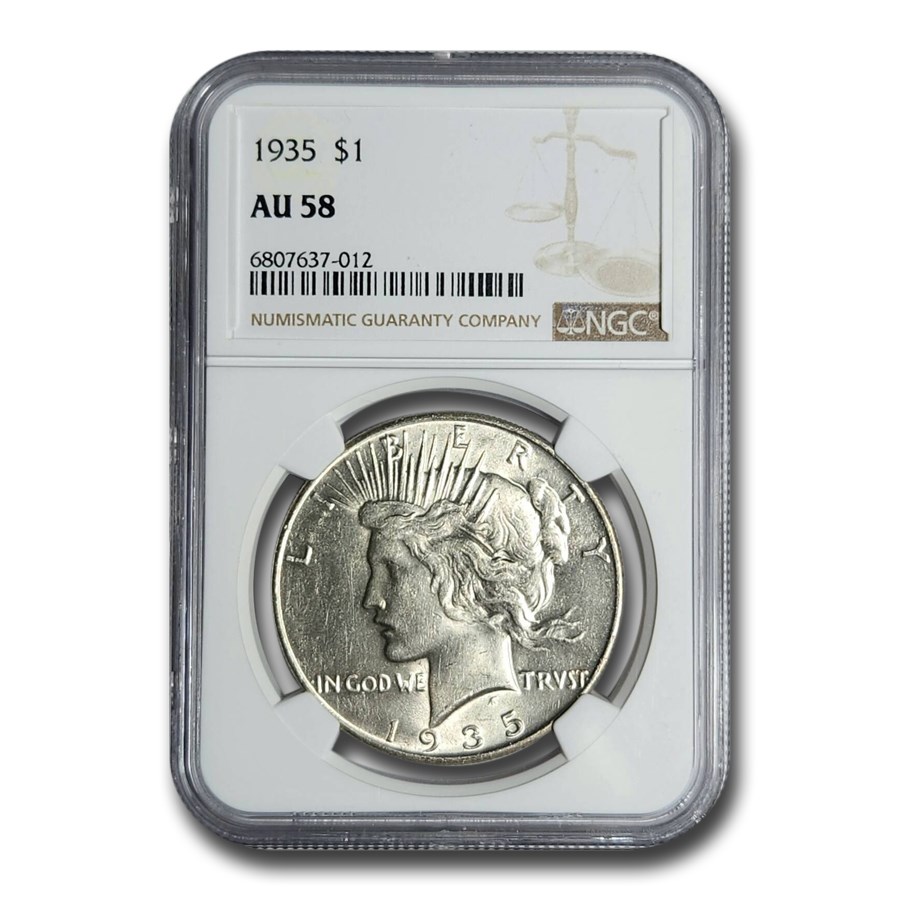 1935 Peace Dollar AU-58 NGC