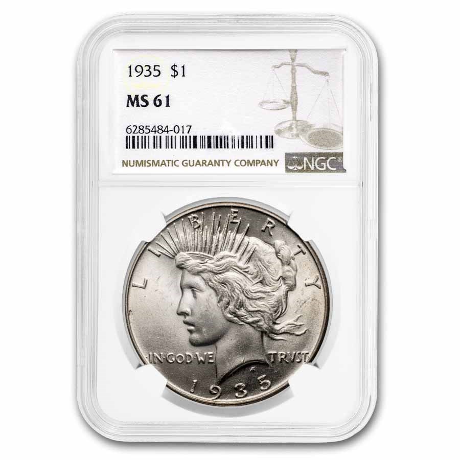 1935 Peace Dollar MS-61 NGC
