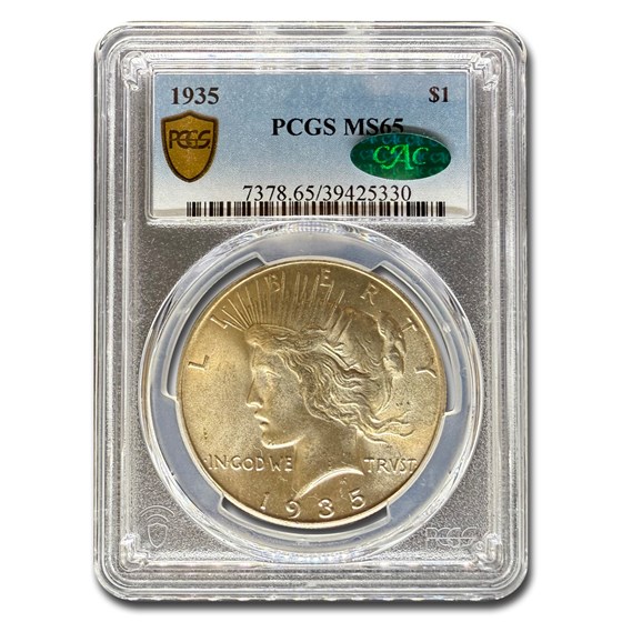 1935 Peace Dollar MS-65 PCGS CAC 1935 Peace Dollar MS-65 PCGS CAC