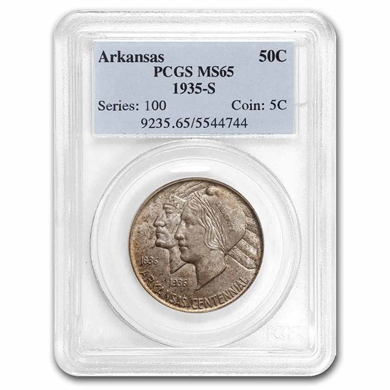 1935-S Arkansas Centennial Commemorative Half Dollar MS-65 PCGS 1935-S Arkansas Centennial Commemorative Half Dollar MS-65 PCGS