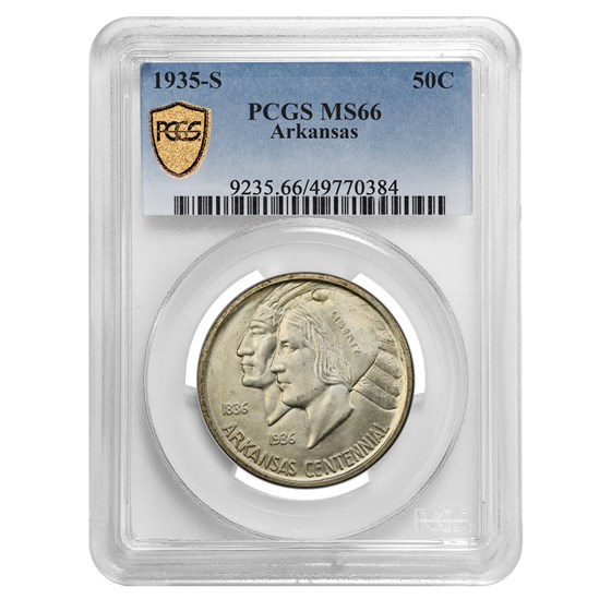 1935-S Arkansas Centennial Commemorative Half Dollar MS-66 PCGS 1935-S Arkansas Centennial Commemorative Half Dollar MS-66 PCGS