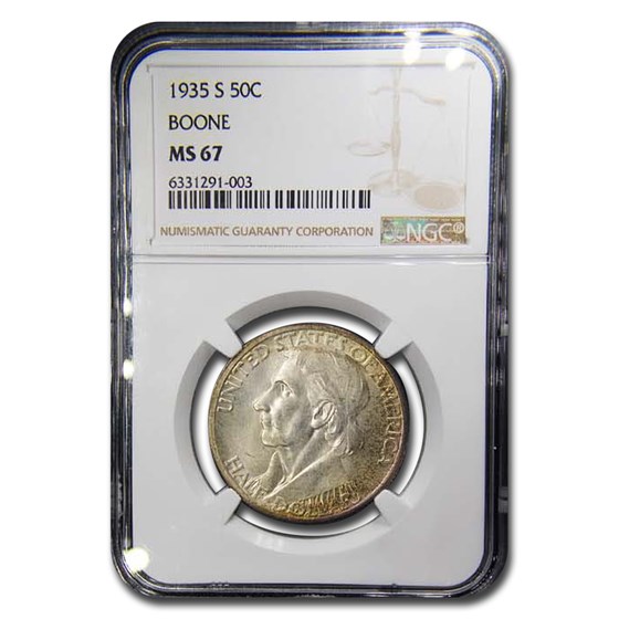 1935-S Boone Bicentennial Half Dollar Commem MS-67 NGC 1935-S Boone Bicentennial Half Dollar Commem MS-67 NGC