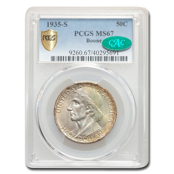 1935-S Daniel Boone Bicentennial Half Dollar MS-67 PCGS CAC 1935-S Daniel Boone Bicentennial Half Dollar MS-67 PCGS CAC