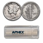 1935-S Mercury Dime 50-Coin Roll Avg Circ