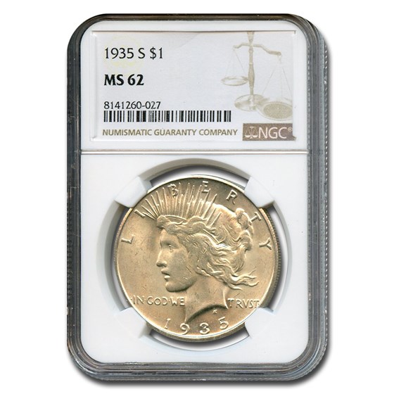 1935-S Peace Dollar MS-62 NGC 1935-S Peace Dollar MS-62 NGC