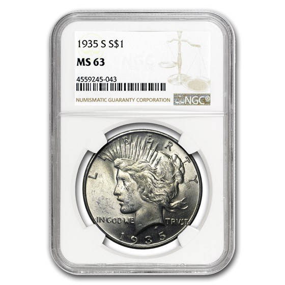 1935-S Peace Dollar MS-63 NGC 1935-S Peace Dollar MS-63 NGC
