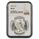 1935-S Peace Dollar MS-63 NGC