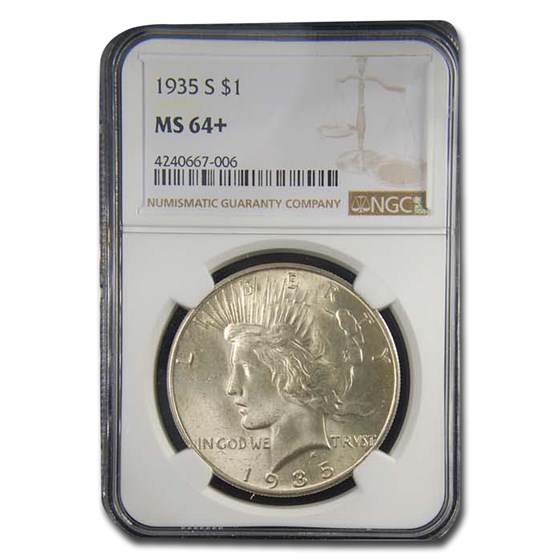 1935-S Peace Dollar MS-64+ NGC 1935-S Peace Dollar MS-64+ NGC