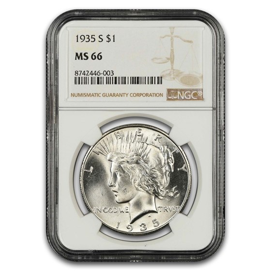 1935-S Peace Dollar MS-66 NGC