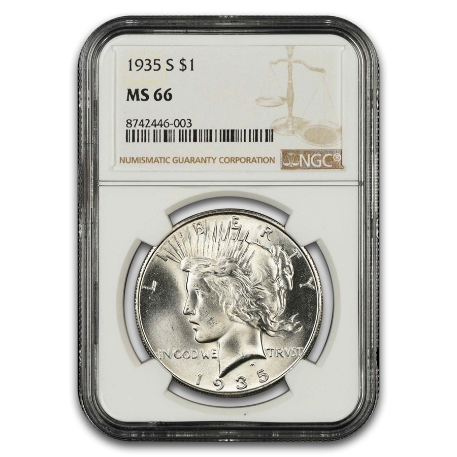 1935-S Peace Dollar MS-66 NGC