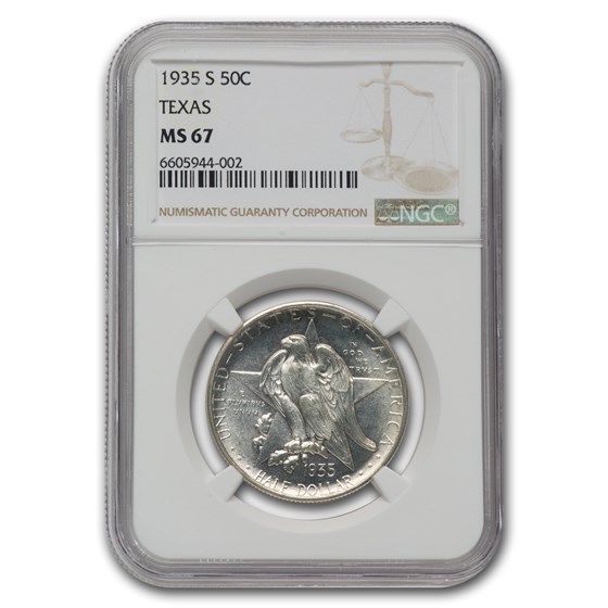 1935-S Texas Centennial Commemorative Half Dollar MS-67 NGC 1935-S Texas Centennial Commemorative Half Dollar MS-67 NGC