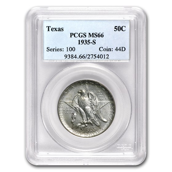 1935-S Texas Centennial Half Dollar Commem MS-66 PCGS 1935-S Texas Centennial Half Dollar Commem MS-66 PCGS