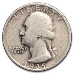 1935-S Washington Quarter 40-Coin Roll Avg Circ